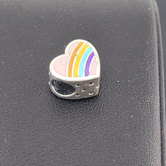 Sterling Silver 925 Heart Charm – Multi-Color Enamel – Brand New - Picture 2 of 7